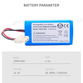 DFTIM 3400Mah Battery for ILIFE A4s, A4s pro, V7, V7S, V7 PRO, V7 Plus, A6, A7, A8, A9, A10, W400, W400s, W450 Robot Vacuum Cleaners Series PX-B020 4INR19/66 M26-4S1P-1 Vacuums Cleaner Batteria 14.4V