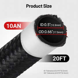 EVIL ENERGY Conductive 10AN PTFE Fuel Line Kit,Antistatic E85 Nylon Braided PTFE Fuel Hose 20FT AN10 Fuel Line Hose kit Black