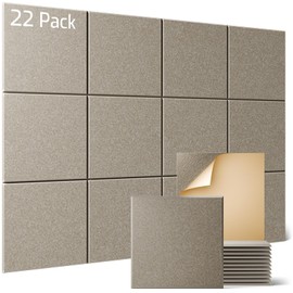 Sonicism 22 Pack Acoustic Wall Panels with Self-Adhesive, 12" X 12" X 0.4" Sound Proof Foam Panels, Decorative Soundproof Wall Panels, Sound Proof Absorbing Tiles for Home & Offices, Camel