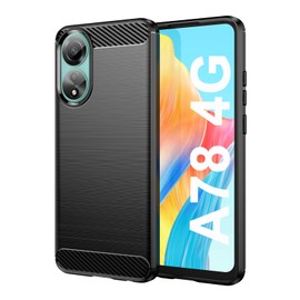 HEYUS Case for Oppo A78 4G, Shock-Absorption Brushed Flexible Soft Carbon Fiber Protective Cover for Oppo A78 4G - Black