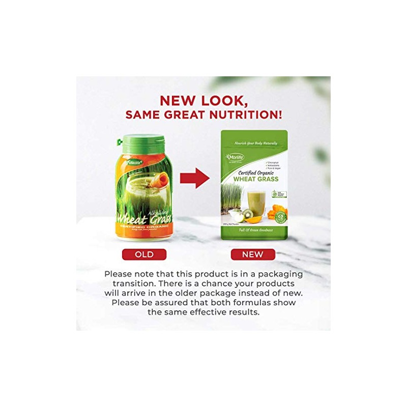 Morlife Wheat Grass Certified Organic Powder 200g