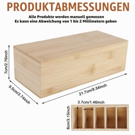 BAIFULAI A8 Wooden Index Card Boxes, 20 x 8 x 6 cm, Flashcard Box, Vocabulary Index Cards Wood with Lid, Index Card Box, Wooden Box for Office