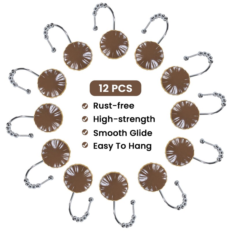 BESTRIPES Shower Curtain Hooks Rings, Decorative Rust Proof Stainless Steel
