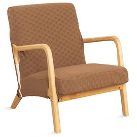 SONNACH Stretch Arm Chair Covers,Mid-Century Modern Chair Cover Reading Armchair Covers,Upholstered Living Room Chair Covers Waffle Fabric Armchair Cover for Bedroom, Balcony (Light Brown)