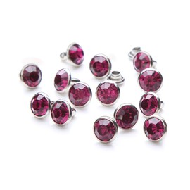 100 Sets Cz Colorful Crystal Rivets Silver Color Spots Studs Double Cap for DIY Leather-Craft (Hot Pink, 8MM)