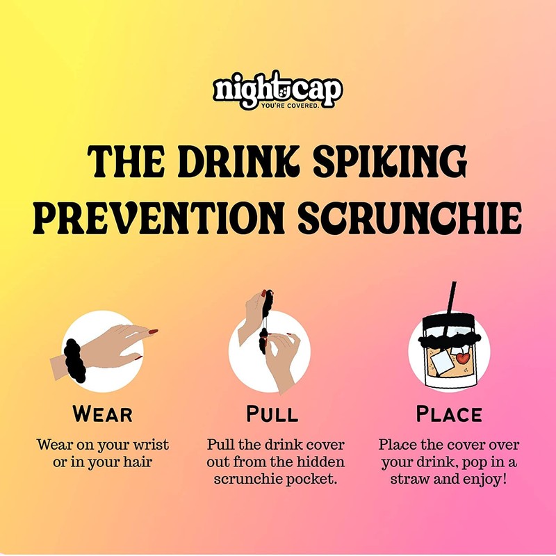 Nightcap - The Drink Spiking Prevention Scrunchie, Anti Spike Drink