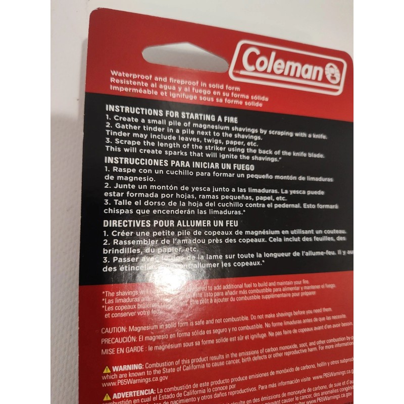 Coleman Magnesium Bar Fire Starter Camping Survival Tool