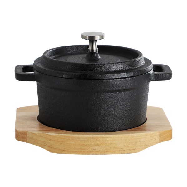 Unbranded Cast Iron 8 Ounce Mini Dutch Oven with Wood