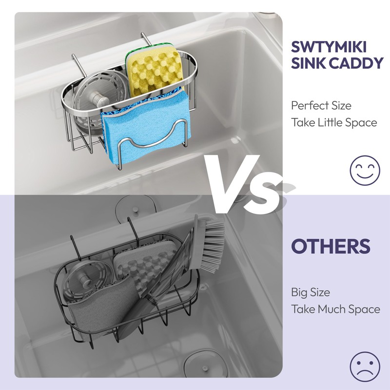 SWTYMIKI Sponge Holder for Kitchen Sink - Movable Kitchen Caddy