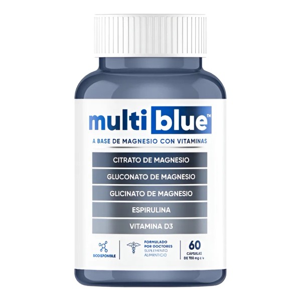 Multiblue Magnesio 60 Capsulas Para Huesos, Fatiga Calambres