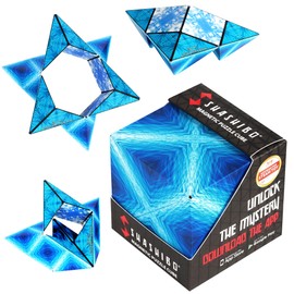 Shashibo Shape Shifting Box - Award-Winning STEM Fidget Toy with Strong Magnets - Fidget Cube Transforms Into 100+ Shapes, Christmas Stocking Stuffers Gift for Kids, Teens, and Adults (Blue Planet)
