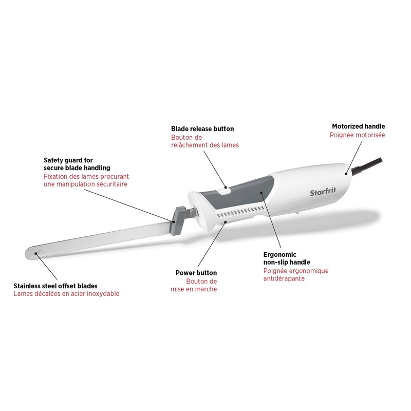 Starfrit Electric Knife with Offset Blades Precision Slicing Enhanced Safety