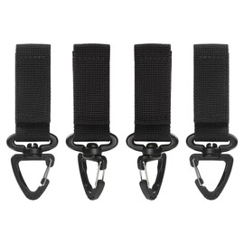 Belt Hook Carabiner Hook Tactical Carabiner Buckle Keychain Buckle Multi Hook 360 Degree Rotatable Lightweight and Durable Compatible with Most Hip Belt Backpacks (Black 4pcs)