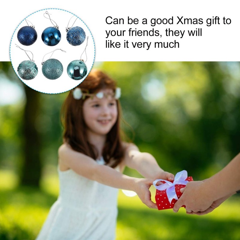 VORCOOL Ornaments, Balls, Christmas Tree Decoration, Blue + Green, Scandinavian