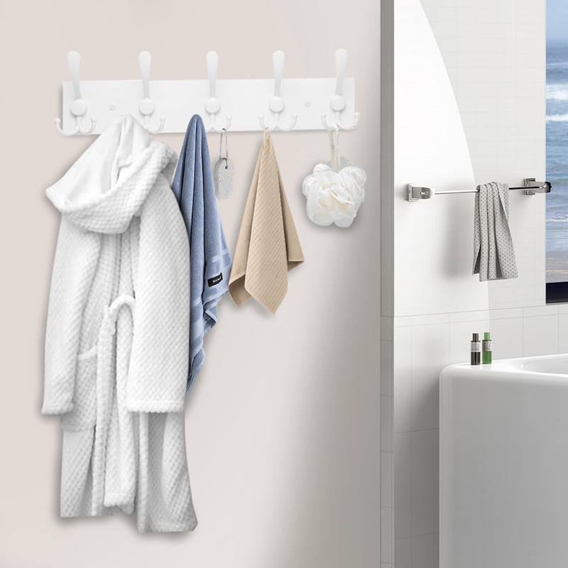 Kuhome Coat Rack Wall Mount Coat Hooks Wooden Hat Rack