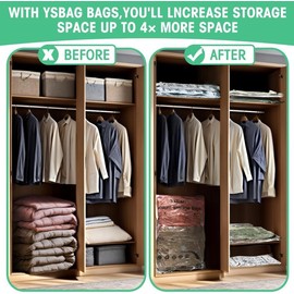 Vacuum Storage Bags 10 Pack with Hand Pump - Space Saver Bags for Store Clothing, Comforters, Blankets & Bedding - Organiser