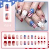 24Pcs Independence Press on Nails Almond Medium Square 4th of