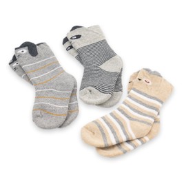 CoCoCute Baby Socks -3 Pairs Thick Winter Toddler Socks Baby Boy and Girl Socks Infant Socks Kid Sock Warm Cotton Crew Socks (S(1-3Y), Dog&Panda)