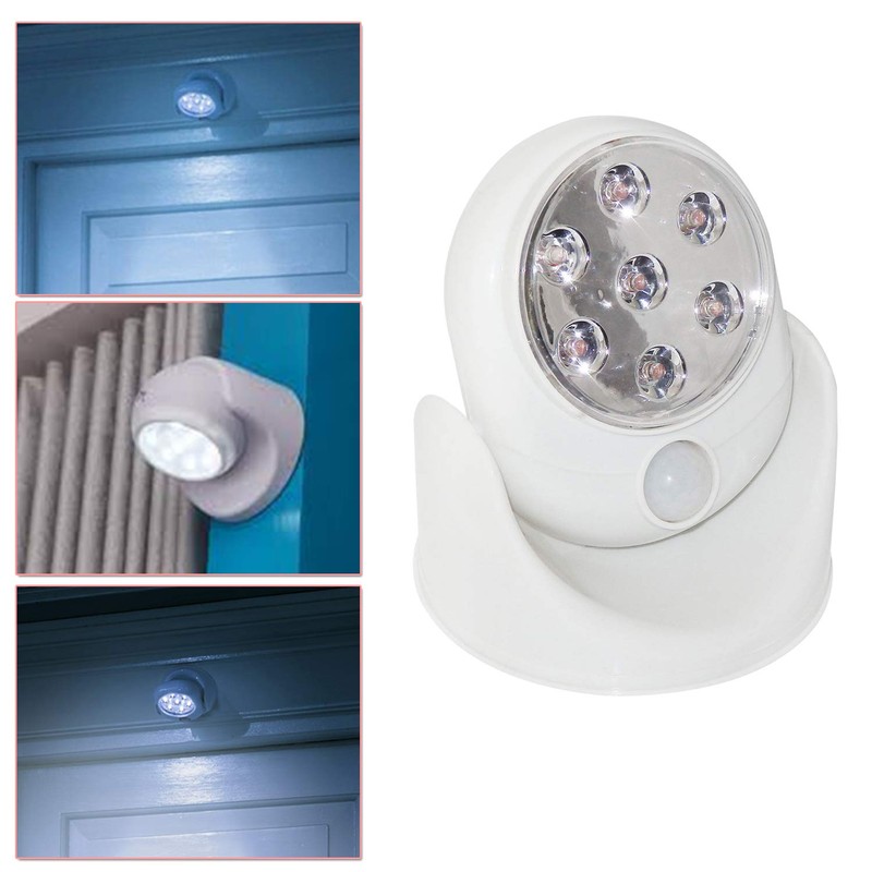 Motion Activated Cordless Light 7 LEDs in White Porches Decks