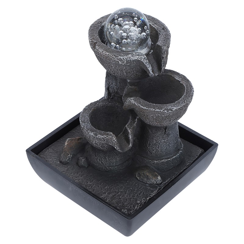 LED Illuminated Tabletop Waterfall Flowing Water Fountains with Ball for