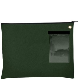 BankSupplies Canvas Interoffice Mailer, 14 oz. - 14W x 11H - Forest Green - Transit Bag - Large Zipper Bag with Grommet - Use with Padlock or Zip Tie for Security - Interoffice Mail Bag