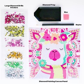 ArtSkills Mini Diamond Painting Kit for Kids, Alpaca Diamond Art Painting Kits for Kids, Girls Crafts Canvas Art Kit
