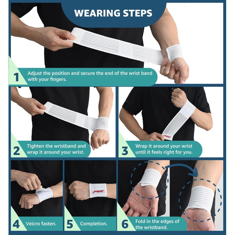 HiRui 2-Pack High-Elastic Wrist Support Straps Wrist Compression Bandage -