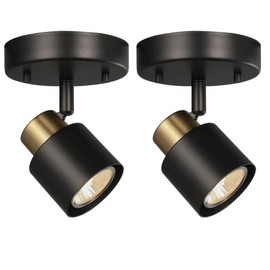 CRAFTRONOS 1 Light Track Lighting Kit,2 Packs Matt Black Brass Finish Adjustable Moden Flush Mount Ceiling Spotlight Wall Sconces for Kitchen,Hallway,Living Room Home Improvement