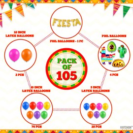 Gold Fiesta with Taco and Cactus Balloons