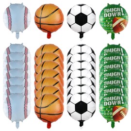32 Pcs Football Party Decorations, Sport Theme Birthday Party Supplies, Children Sports Game Balloons Kit Include18 Inch Football, Basketball, Tennis, Rugby, All Star Baby Shower Decorations