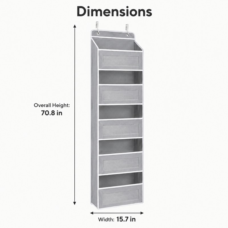 5-Shelf Over Door Hanging Storage Organizer with Large Capacity Pockets,