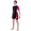 SEAC Youth Ciao Kid Shorty Wetsuit with Front Zipper, Black/Red,