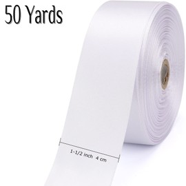 Nsilu 1-1/2 inch, White Ribbon for Gift Wrapping 50 Yards Perfect Wedding Party Wreath Sewing DIY Hair Accessories Decoration Floral Hair Balloons Other Projects