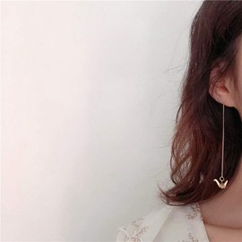 Cute Thousand Paper Cranes Long Chain Earring for Women Origami Gold Ear Line Tassel Bird Earrings Jewelry