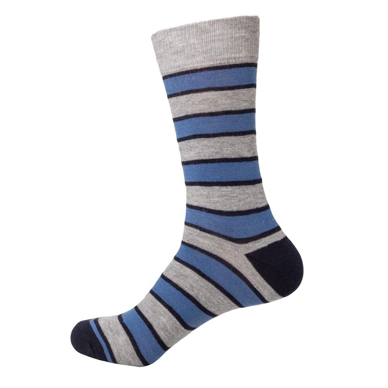 HHX YONLEE Gift Boxed Men's Dress Socks Blue Striped Design