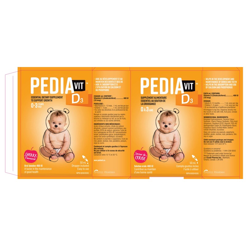 PediaVit Liquid Vitamin D3 400IU, 50mL