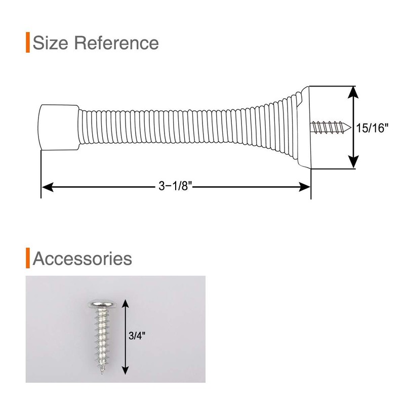 KOVOSCH 2 Pack Spring Door Stopper White - 3-1/4" Flexible