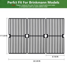 Criditpid Grill Replacement Parts for Brinkmann 810-2410-S 810-2411-S, Cast Iron Cooking Grate, Stainless Steel Burner Tubes, Heat Plate Shields & Crossover Tubes for Brinkmann 4 Burner Gas Grill.