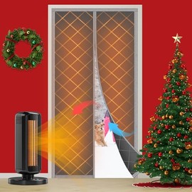 TORRAMI Magnetic Thermal Insulated Door Curtain, Fits Door Size 36" x 80", Thicken Oxford Material Door Screen Temporary Door Insulation to Keep Warm in Winter Door Cover Weighted Bottom