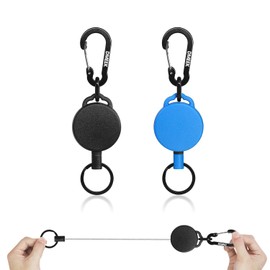 DMEEK Reel Key Holder with Carabiner, Reel Strap, Keys, Reel, Elastic Reel, Metal Wire, 23.6 inches (60 cm), Lightweight, Strong, Load Capacity, Durable, Drop Prevention Cord, Anti-Lost, Hanging Name