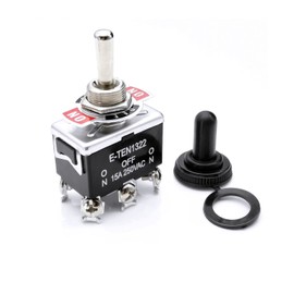 JZK Heavy Duty 6Pin 3 Position Rocker Metal Toggle Switch ON/OFF/ON DPDT 15A 0-250VAC Screw Terminal Metal Bat Switch with Boot Cap