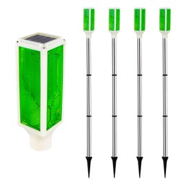 Aolyty Solar Lights Outdoor, Waterproof Driveway Markers Reflective, Warning Flash Light with 2 Lighting Modes, LED Solar Light 4 Pack for Parking Lots, Yard, Sidewalk, Stop Sign, 30 Inches (Green)
