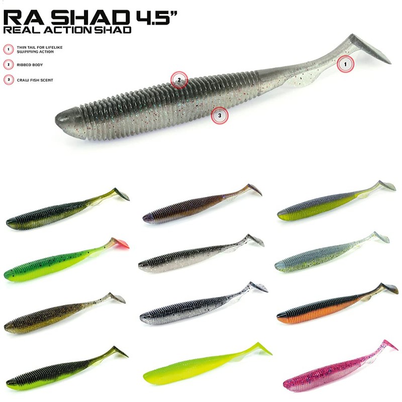 Molix RA Shad 4.5 Inches (Pack of 6) Colour UV