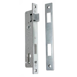 Mortise Lock, Tubular Frame Lock 90/20, Left/Right with Counter Plate, Zinc-Plated