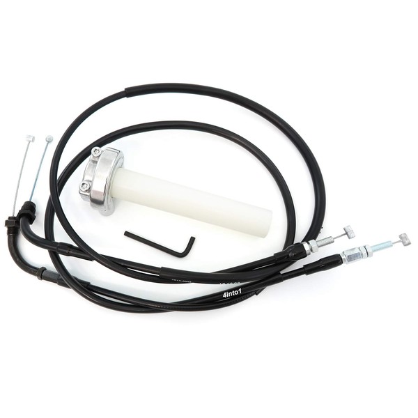 Reproduction Throttle Cable Set w/Polished Throttle Tube - Fits Honda