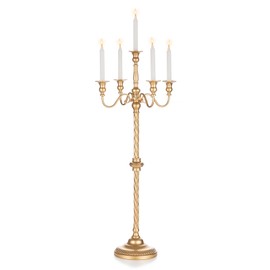 Sziqiqi Gold Floor Candelabra Candle Holder for Centerpiece - Tall 5 Arm Candlesticks Holders Metal Taper Candle Holder for Table Floral Centerpieces for Wedding Party Banquet