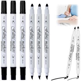 ElevaPulse Set of 6 Textile Pens Machine Washable Black - Fabric Pens for Creative DIY Projects, Textile Marker Set for All Fabrics, Durable