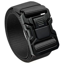 Boneke Tactical Belt for Men, 1.5 Inch Military Belt with Quick Release Buckle, Adjustable Nylon Belt for Hiking & Training (Black), Black-S1