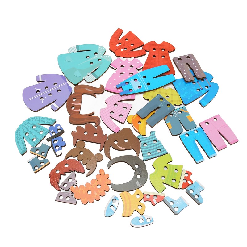 Wooden Lacing Threading Toys Clear Patterns Educational Wood Threading Panel