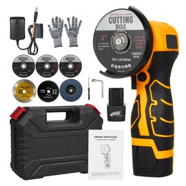 Cordless Angle Grinder, Weytoll 7000RPM Cordless Brush Angle Grinder Kit, Mini Grinder with 2Pcs 16.8V 2000mAh Battery and Cutting Blade for Cutting Polished Brick Wood Stone Steel